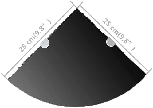 vidaXL Corner Shelves 2 pcs with Chrome Supports Glass Black 9.8" x9.8