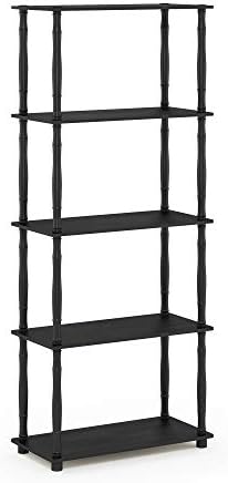 Furinno Turn-N-Tube 5-Tier Multipurpose Shelf / Display Rack / Storage Shelf / Bookshelf, Classic Tubes, Americano/Black