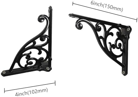Heavy Duty Solid Stand,6 Inch 4 Pack Black,Right Angle Wall Panel Support Bracket,Decorative Shelf Bracket,Heavy Duty Vi