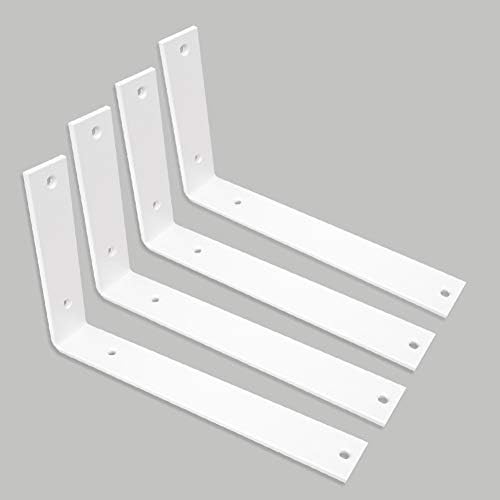 WINKER Shelf Bracket 10 Inch Heavy Duty White Brackets for Shelves Corner L Bracket for Wall Shelves Metal Iron Shelf Br