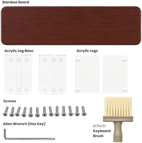 Bamboo Monitor Riser, Wide Desktop Monitor Stand for Desk with Clear Acrylic Legs, 31.5 x 8" Bamboo Wood Shelf, Fit Keyb