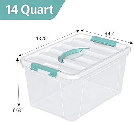8-Pack Stackable Clear Storage Bins with Lids, 14-Qt Storage Box