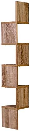 Danya B. XF11035OK Large Rustic Decorative 5-Tier Corner Floating Wall Mount Display Shelving Unit - Oak