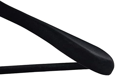 Relaxdays Velvet Coat Hangers, Set of 10, Wood, Wide Width with Trouser Bar, 360° Clothes Hook, Suit Hanger, Black