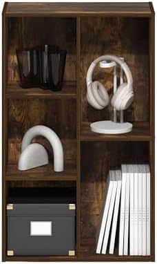 Furinno LUDER Book Shelf, 5-Cube Bookshelf, Open Storage Shelf Bookcase, Easy Assembly, 9.4" x 19.7" x 31.5", for Living