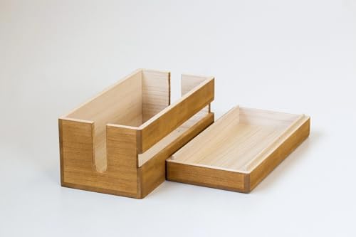 Paulownia Wood Cable Management Box – Handmade Cord Organizer for Power Strips, Chargers & Routers, Minimal Japanese Cab