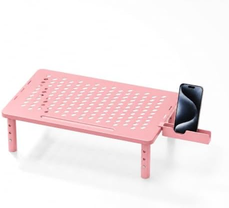 Computer Monitor Stand Riser for Desk, 3 Height Adjustable PC Laptop TV Desktop Monitor Stand Shelf, Metal Printer Table