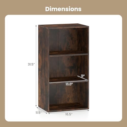 GIANTEX 3 Tier Bookcases Set of 2, 31.5" Bookshelf Cube Storage Organizer, Open Storage Cabinet Multi-Functional Home Of