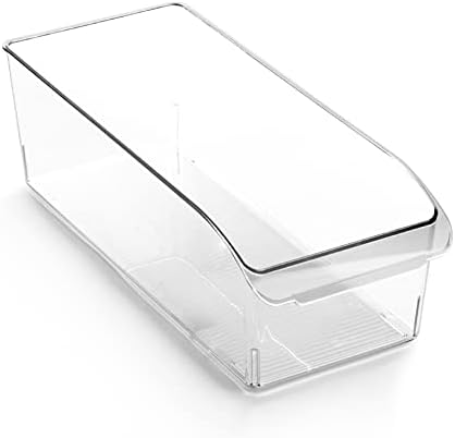 BINO | Plastic Storage Bins, Large | THE CURVE COLLECTION | Multi-Use Fridge / Freezer Organizer | Built-In Handle | BPA