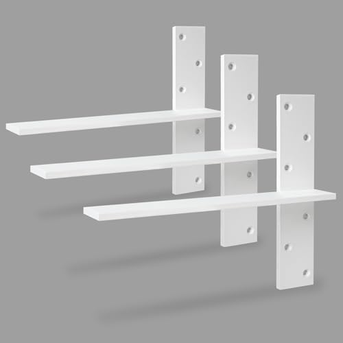 Free Hanging Countertop Support Bracket 18" Lx2.5 W 3 Pack White Heavy Duty Hidden Floating Wall Shelf Bracket 3/8" Thic