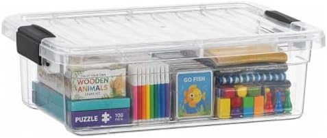 Superio Clear Storage Box with Lid, 13.7 Quart Plastic Container Bins for Organizing, Stackable Crates, BPA Free, Non To