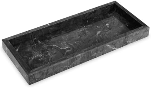 Marble Bathroom Vanity Tray, Black, 12"x 5" x1.2"