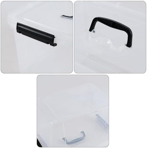12 Quart Plastic Storage Bins with Lids, Plastic Storage Latch Box with Handle, 6 Packs