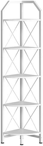 CHOEZON 5-Tier Corner Shelf, Industrial Corner Bookshelf, 59.4" Corner Storage Stand, Plant Stand Display Shelf, Corner 