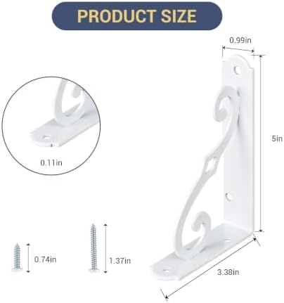 HOME MASTER HARDWARE Decorative Shelf Brackets, 5x3.5 inch, White, 2 Pack