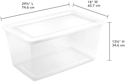 Sterilite Storage Box, Clear Plastic Snap Lid Tote, White, 90 Qt, 16-Pack
