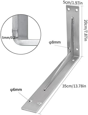 YUMORE Countertop Support Bracket, Heavy Duty 5mm L Bracket, 14x8×2 in