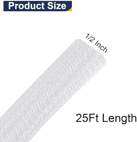 uxcell 25 Ft - 1/2 Inch Split Sleeving, Braided Cable Sleeving, PET Cable Management Wire Sleeve Cord Protector, Wire Wr