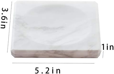 White Soap Dish Tray Marble Soap Holder Trinket Plate for Bathroom Sink Kitchen Countertop Bedroom Vanity Bathroom Acces