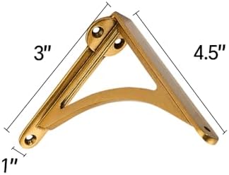 Khtumeware 100% Solid Brass Decorative Shelf Brackets, 4.5-inch Wall-Mounted Shelving Brackets, 2-Pack Antique Brass Vin