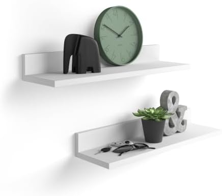 Mobili Fiver, Set of 2 Rachele Shelves, 31.49 in, Ashwood White, Made in Italy