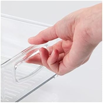 mDesign Kitchen Cabinet and Pantry Storage Organizer Bins - Pack of 4, Shallow, Clear