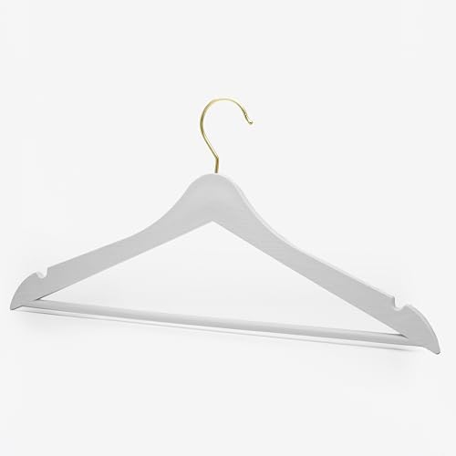 24 Pcs White Wood Look Plastic Hangers Clothes Clothes Shirt Hanger with Gold Hooks