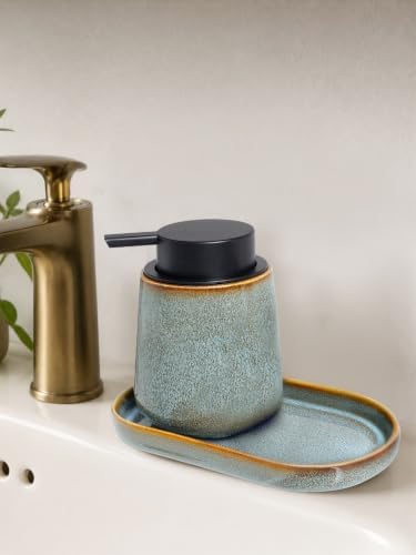INGOFIN Ceramic Bathroom Vanity Tray for Counter, Decorative Organizer Tray