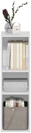 Furinno Fulda Book Shelf, 3-Tier Narrow Bookshelf, Bookcase with 10-in Width Storage Shelf, 9.3 x 9.8 x 31.5, for Living
