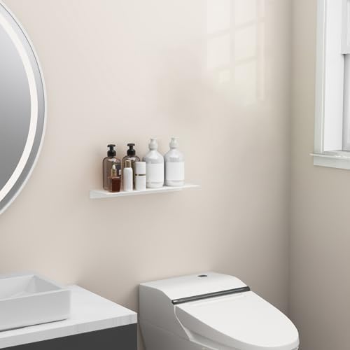 Danpoo 16 inch White Floating Shelf for Wall Organizer & Storage, Display Shelf, Metal Wall Shelf for Bathroom, Living R