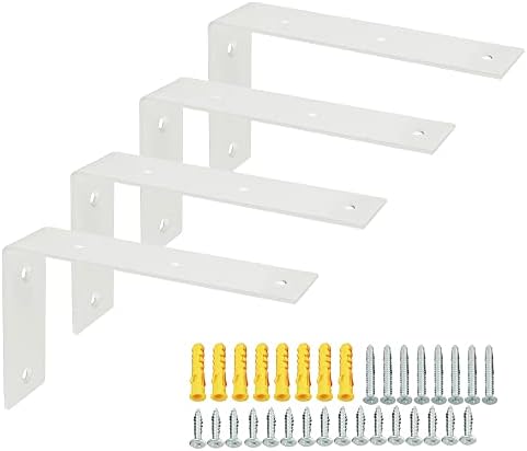Alise 4Pcs White Heavy-Duty L-Shaped Floating Shelf Wall Brackets