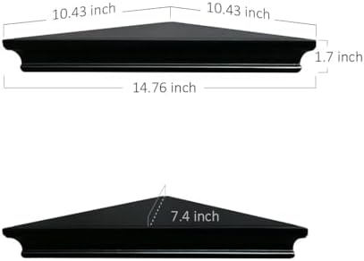 AHDECOR Black Floating Corner Shelves, Elegant Wall-Mounted Corner Shelf for Decorative Display and Storage in Any Room,