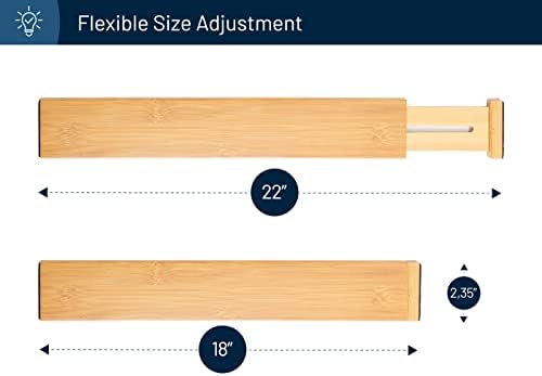 RoyalHouse Adjustable Bamboo Drawer Dividers, 4-Pack (18" - 22")