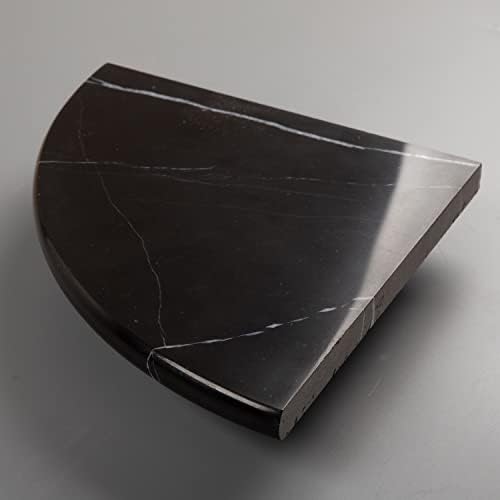 Lovdeco Marble Corner Shelf Wall Mount, Nero Marquina Black Marble Corner Shower Shelf, Polished 9" Round Edge Corner Sh