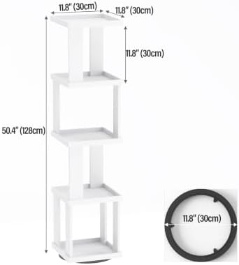 TUTOTAK 5-Tier 360°Rotating Bookshelf, Narrow Book Shelf, Corner Bookcase