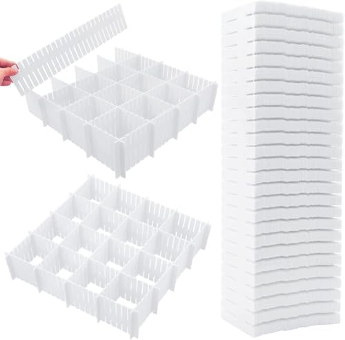 85Pcs Drawer Dividers, Adjustable Drawer Organiser, Cut at Will for Tidying Clutter Clothes, Socks, Makeup, Dresser, Kit