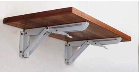 Folding Shelf Bracket Steel Triangle Wall Mount Support White Heavy Duty Shelf Brackets 2 PCS (12inch) by Accessbuy