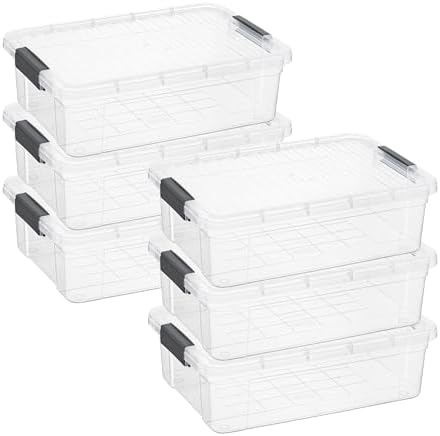 Superio 13.7 Quart Clear Plastic Storage Bin with Lid, Stackable Organizer Box, BPA-Free Storage Container for Home, Gar