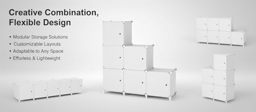 6Cube Storage Organizer Modular Stackable with Doors White