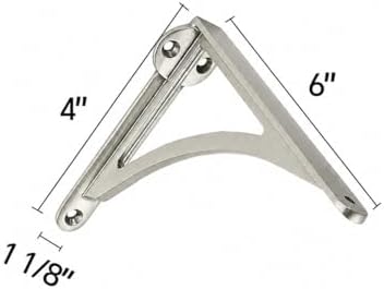 Khtumeware 100% Solid Brass Decorative Shelf Brackets, 6-inch Wall-Mounted Shelving Brackets, 2-Pack Brushed Satin Nicke