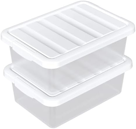 Stackable Plastic Storage Bins with Lids, 14 Qt, 2 Pack
