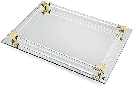 Mirror Vanity Tray with Crystal Border, 9 x 14 Inch