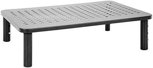 Mount-It! Height Adjustable Single Monitor Riser | Metal Mesh Computer Screen Platform | Desktop Riser for Laptop, Monit