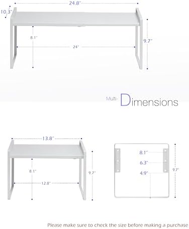 Nxconsu Cabinet Shelf Riser, Adjustable Cabinet Organizer, 10.3" Deep White