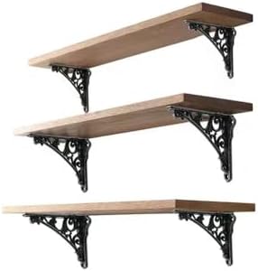 Decorative Shelf Bracket 6 inch, Rustic Black Iron Brackets for Shelving, Heavy Duty Vintage, DIY Projects, Hardware Inc