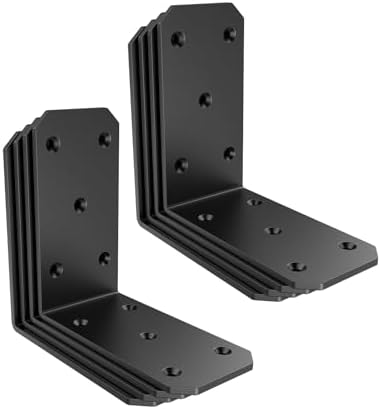 5 Inch Heavy Duty L Brackets, 90 Degree Bracket, Black-8 Pcs