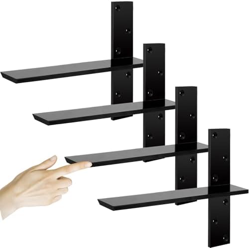3/8" Thick Heavy-Duty Floating Shower Bench Brackets - 16" L x 2.5" W Wall Mount Bracket, Free Hanging T Shelf Support B