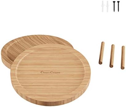 Classic Cuisine Lazy Susan – All-Natural Bamboo Round Two Tier Turntable Kitchen, Pantry and Vanity Organizer and Displa