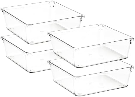 4 Pack Drawer Organizers, 6"X 6" Clear Acrylic Storage Bins