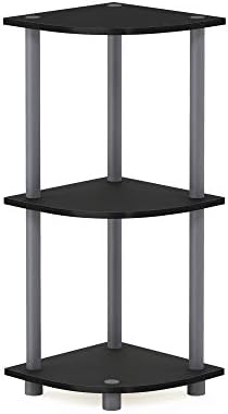 Furinno TURN-N-TUBE Corner Shelf, 3-Tier Corner Bookshelf, Display Storage Shelves with Open Shelves, for Organization a